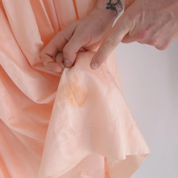 Vintage Peach 80's Prom Dress with Puff Sleeve - Picture 12 of 16